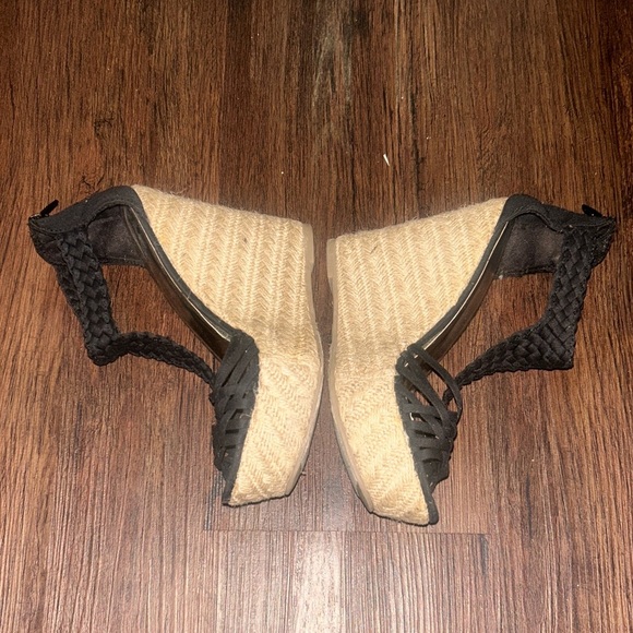 Mossimo Supply Co black braided espadrille wedge sandals size 6.5 - Picture 2 of 5